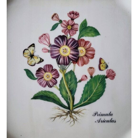 Due Torri Ceramic Plate with Flowers and Butterflies Crimped Edges Made in Italy - Picture 2 of 7